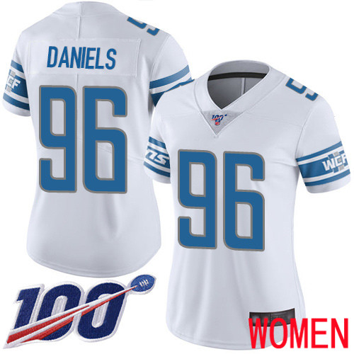 Detroit Lions Limited White Women Mike Daniels Road Jersey NFL Football #96 100th Season Vapor Untouchable